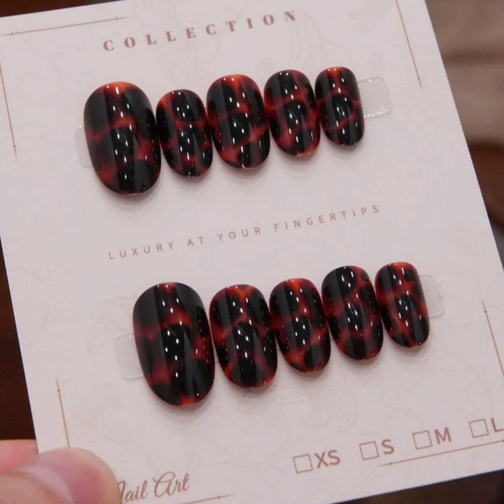 Artistic Dual-Pattern Press-On Nail Enhancements