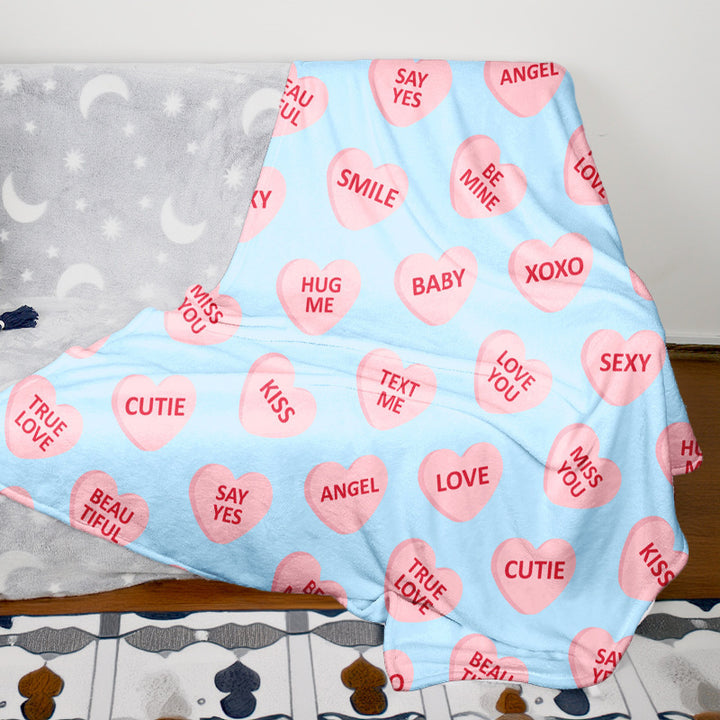 Heart Pattern Fleece Throw Blanket