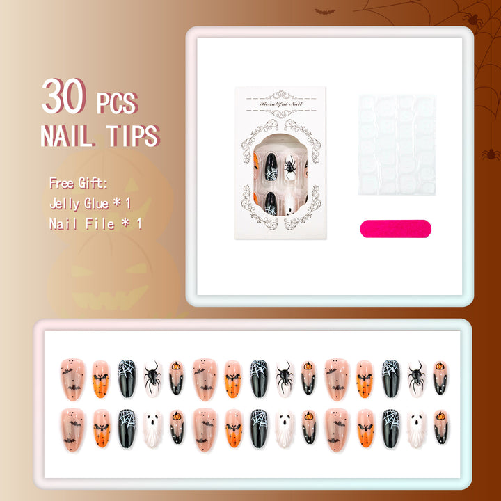 Spooky Halloween-Themed Press-On Nail Art Collection