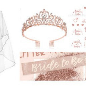 Women's bridal accessories set with shimmering veil and personalized sash Stornfield