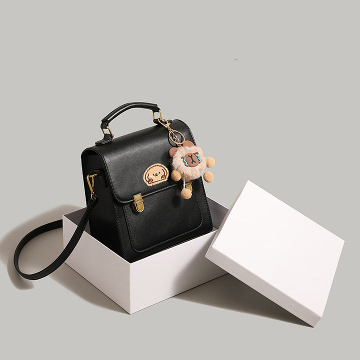 Playful Cartoon-Embroidered Satchel Bag Stornfield