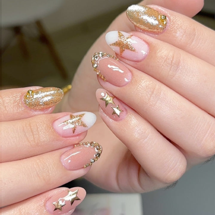 Acrylic nail set with glamorous decorations Stornfield