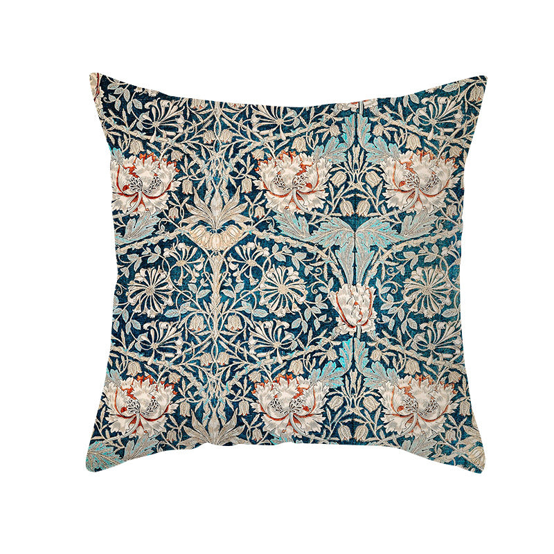 Botanical Heritage Jacobean Tapestry Square Pillow Cover with Concealed Zipper