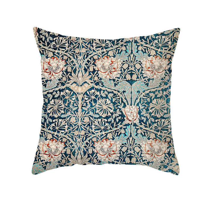 Botanical Heritage Jacobean Tapestry Square Pillow Cover with Concealed Zipper