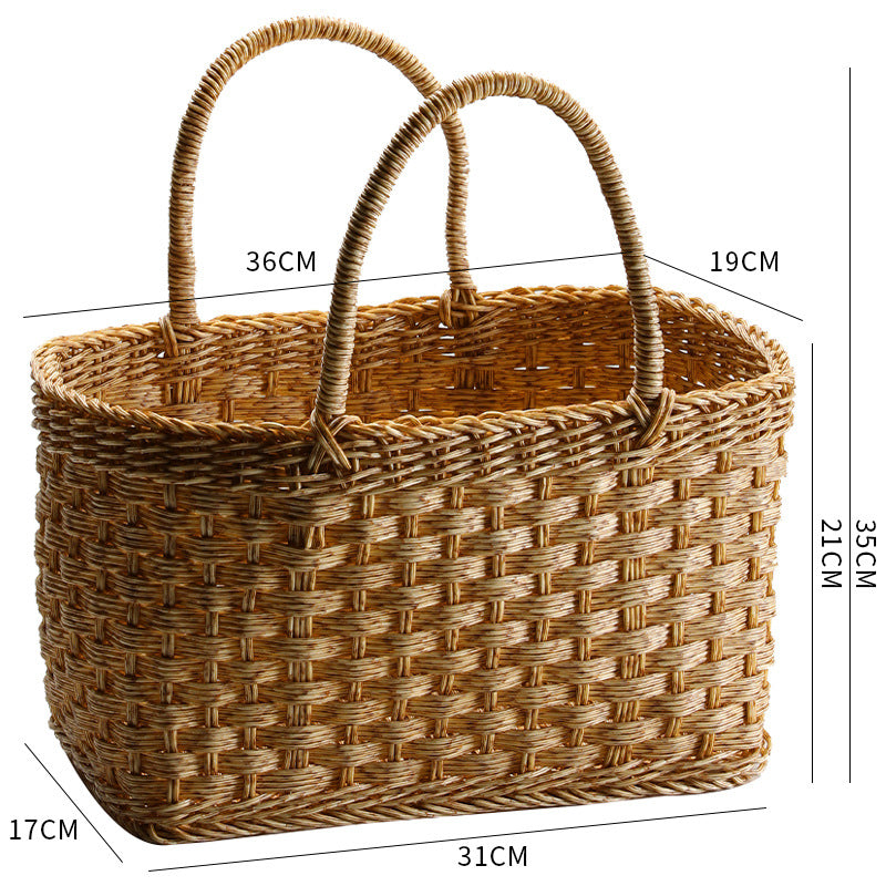 Unisex Handwoven Shopping Basket with Two Handles Stornfield
