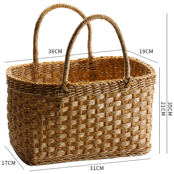 Unisex Handwoven Shopping Basket with Two Handles Stornfield