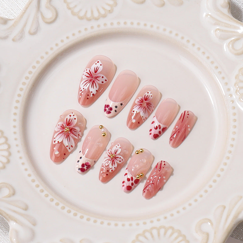 Premium Decorative Floral Press-On Nail Tips Stornfield
