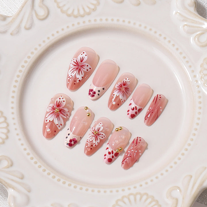 Premium Decorative Floral Press-On Nail Tips Stornfield