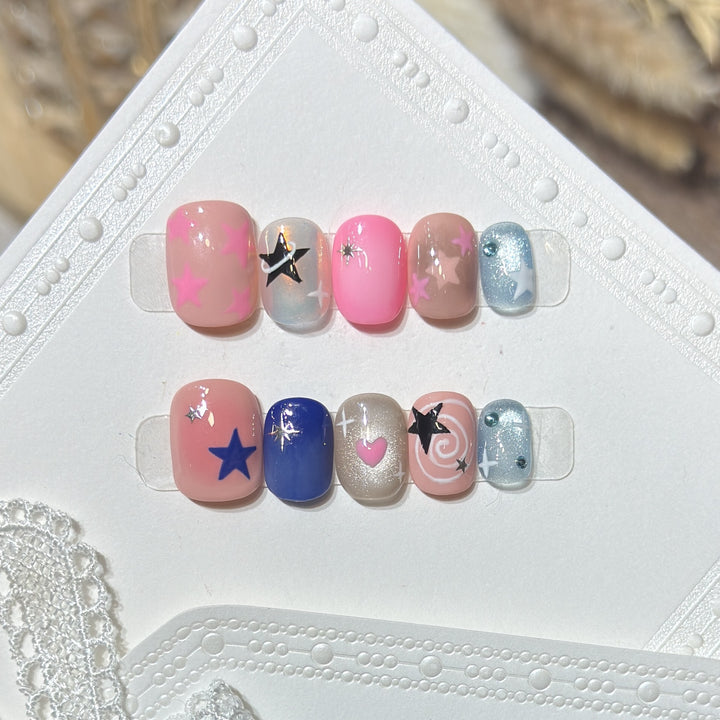 Decorative Nail Art Set with Star and Heart Accents Stornfield