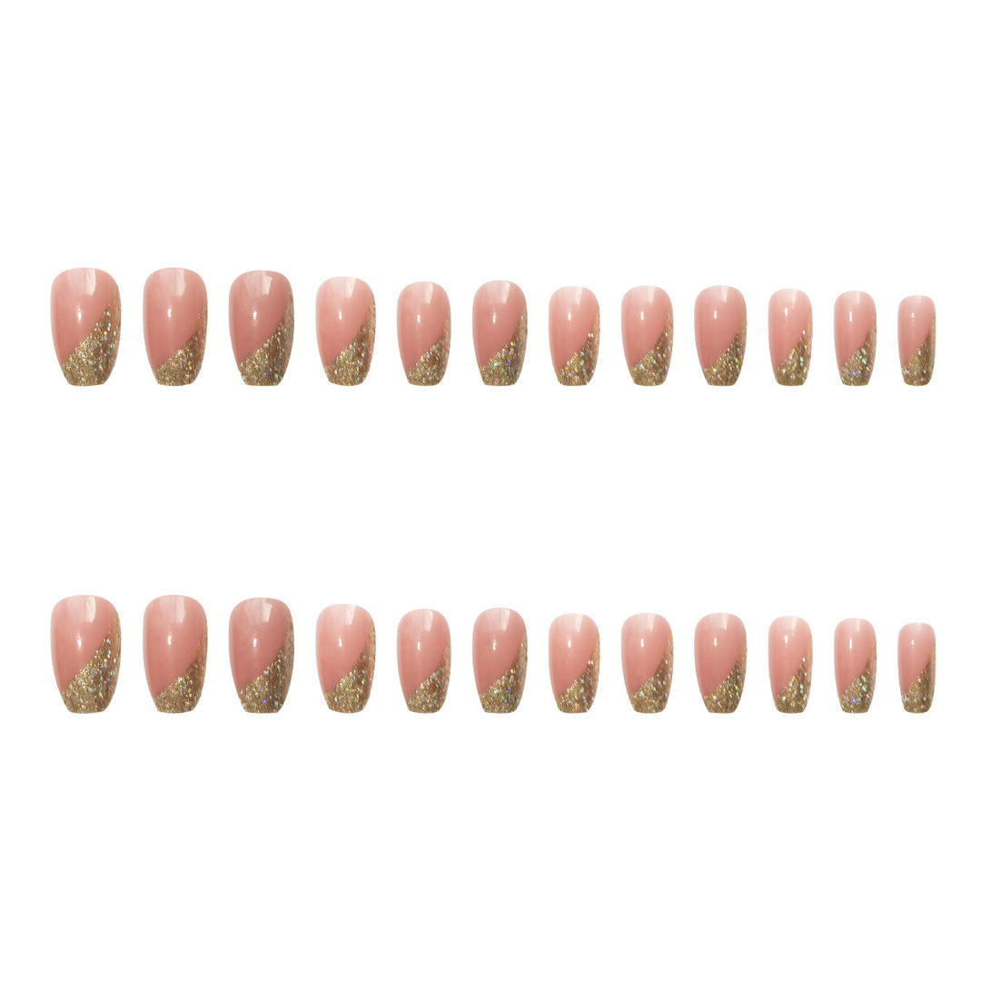Glamorous artificial nail set with sparkling glitter and French tip Stornfield