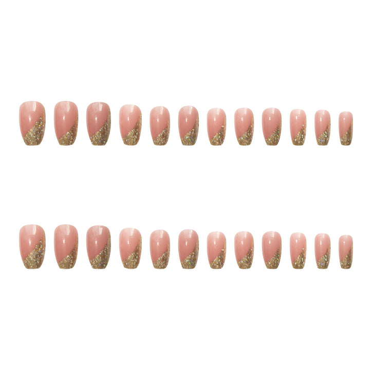 Glamorous artificial nail set with sparkling glitter and French tip Stornfield