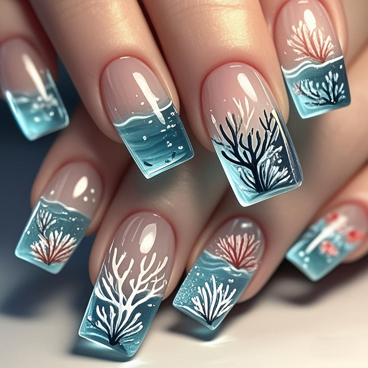 Artificial Nails in Stylish Coral Design Stornfield