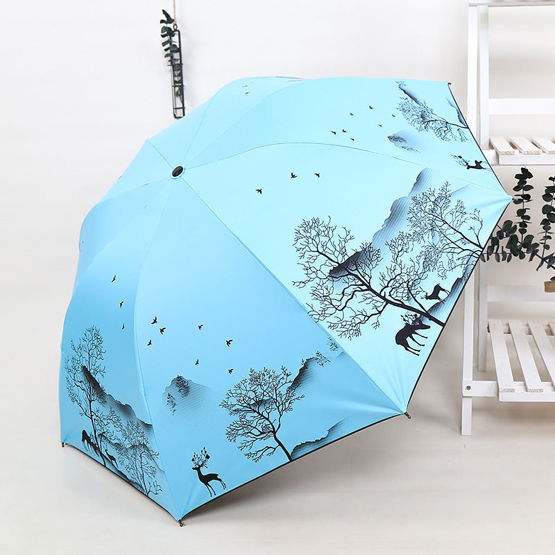 Ladies Foldable Umbrella with Artistic Nature Design Stornfield