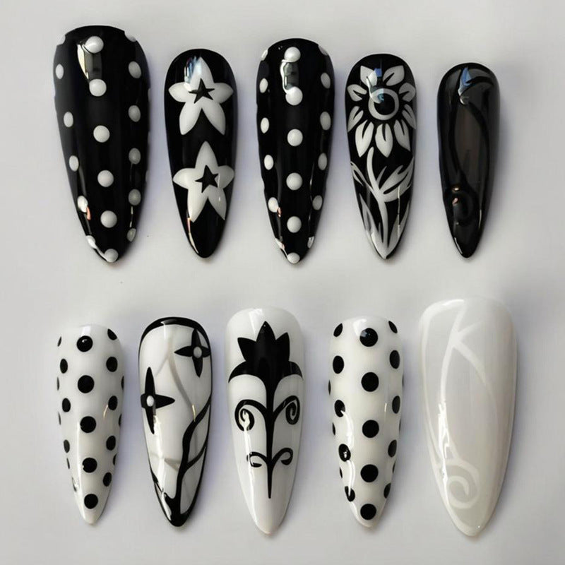 Acrylic Nail Set with Stylish Graphic Patterns Stornfield