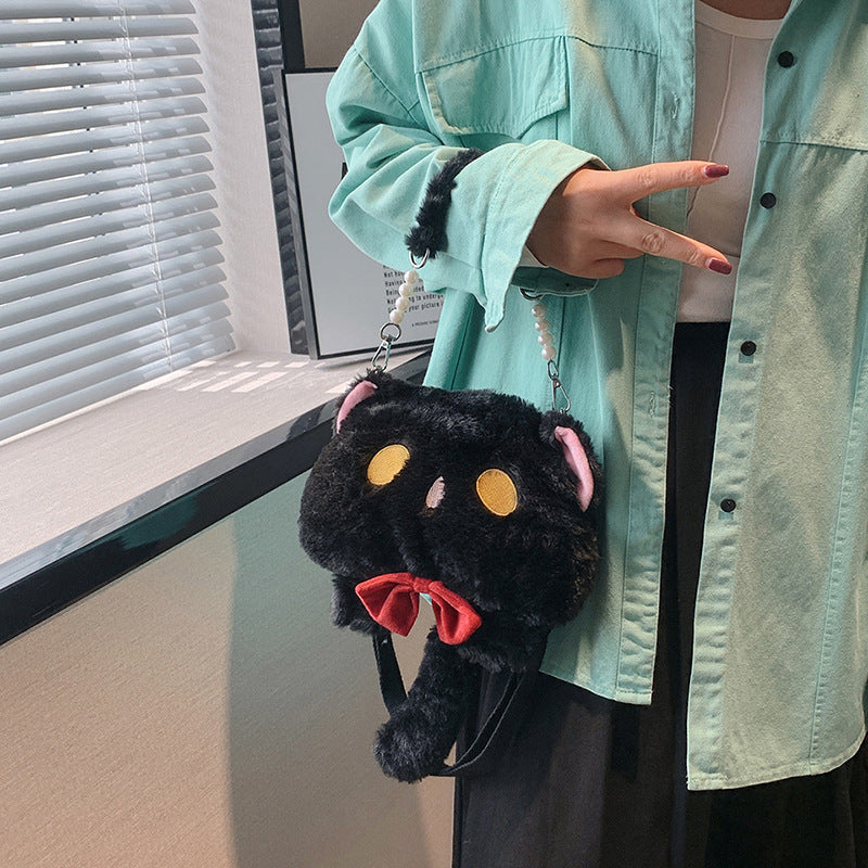 Plush Shoulder Bag with Cat Design Stornfield