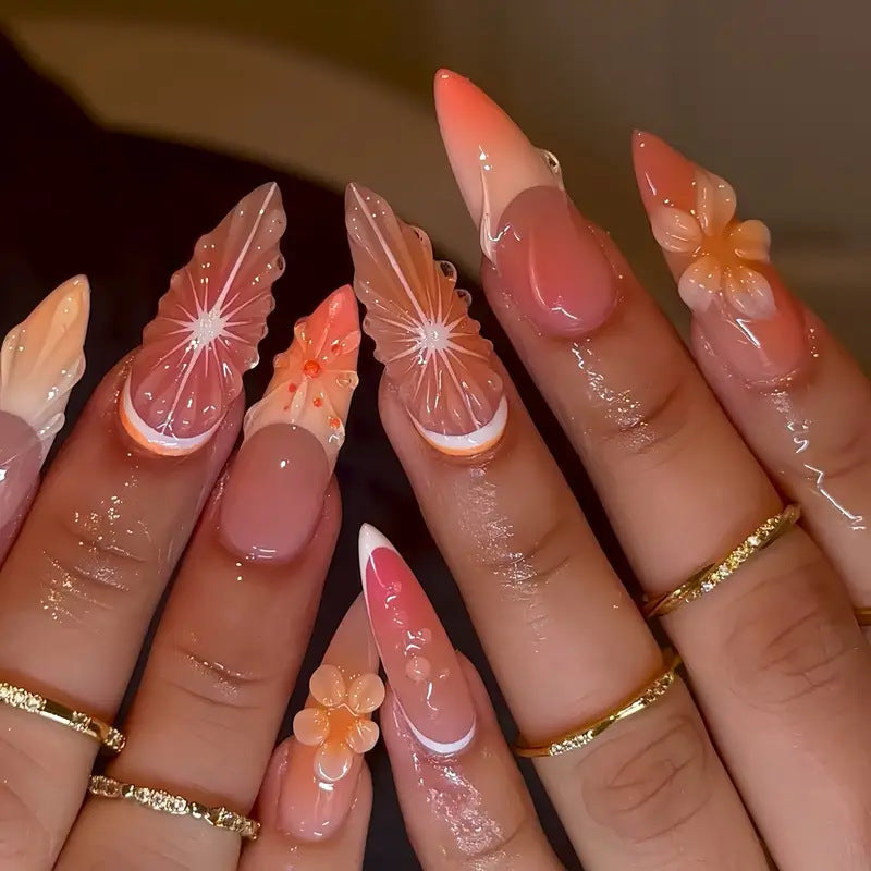 Artistic 3D Floral Press-On Nail Art Stornfield