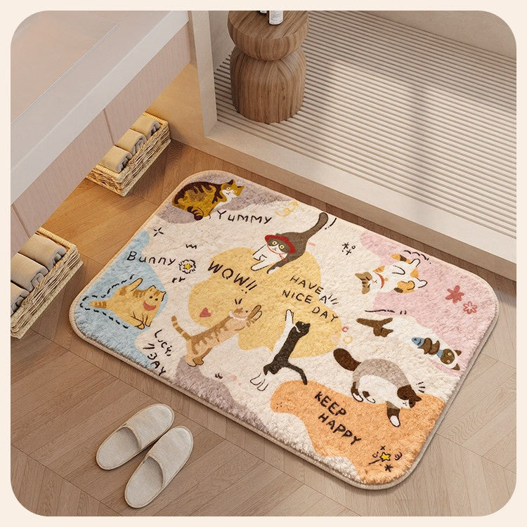 Playful Cat-Themed Soft Bath Mat