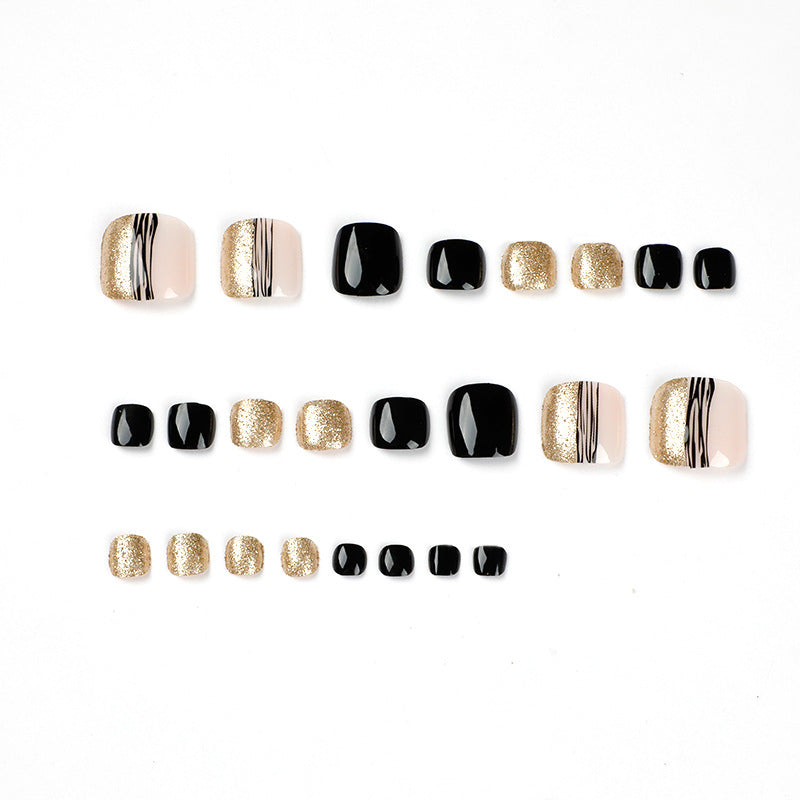 Exquisite toenail art with glitter and stripe design Stornfield