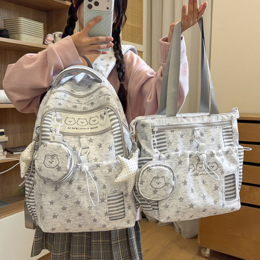 Multi-Pocket Star-Patterned Backpack Stornfield