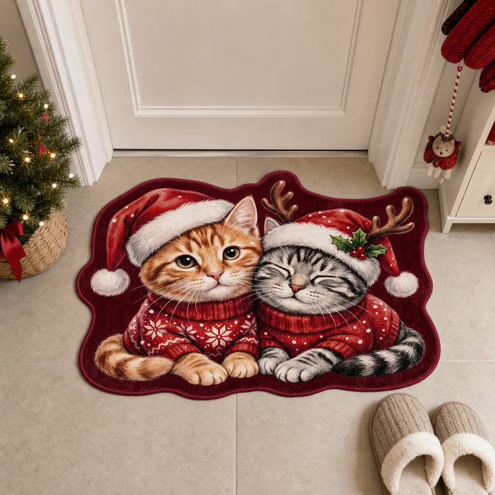 Festive Cat-Themed Area Mat