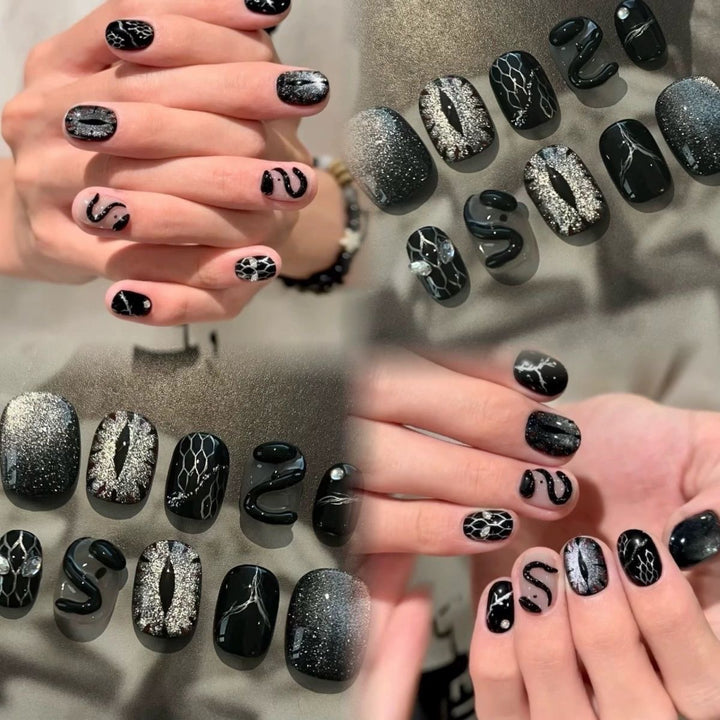 Artificial nails with modern geometric design