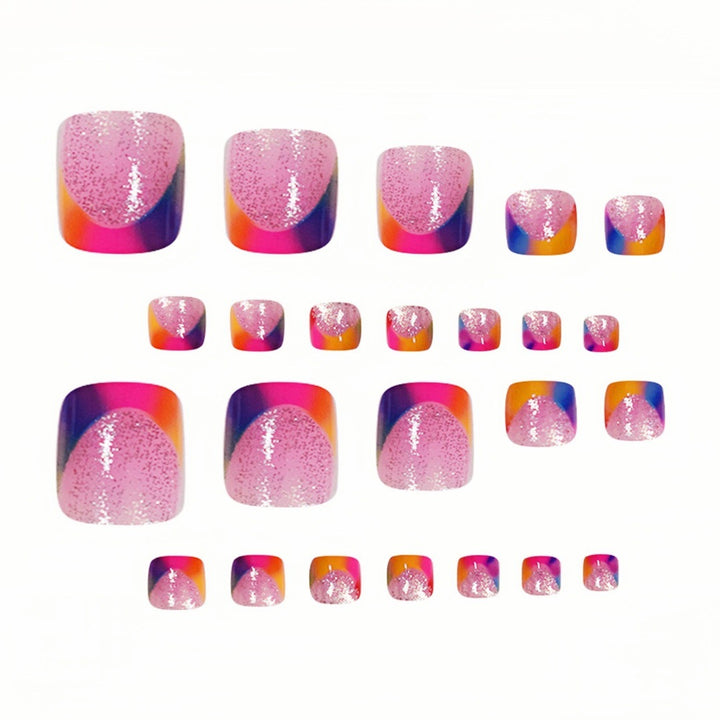 Vibrant Geometric Press-On Toe Nails Stornfield