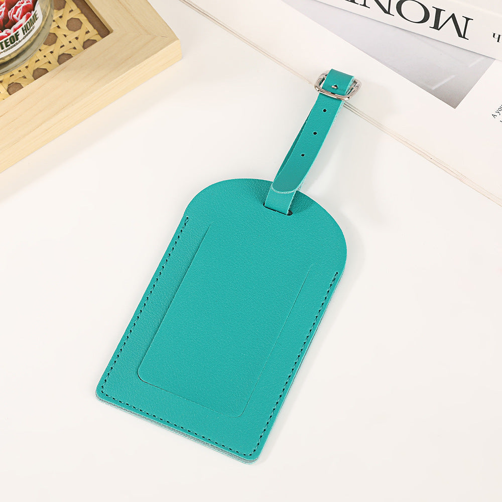 premium vegan leather luggage tag with adjustable buckle and clear ID window Stornfield