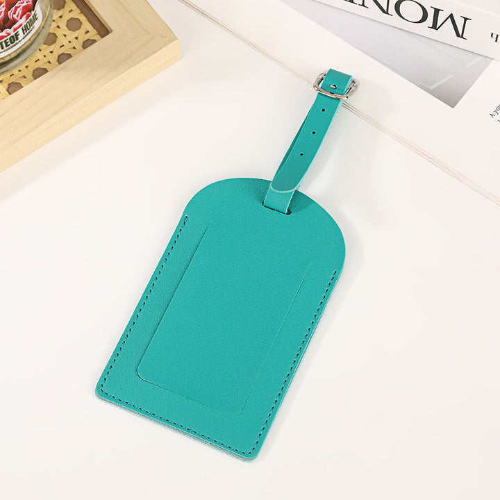 premium vegan leather luggage tag with adjustable buckle and clear ID window Stornfield