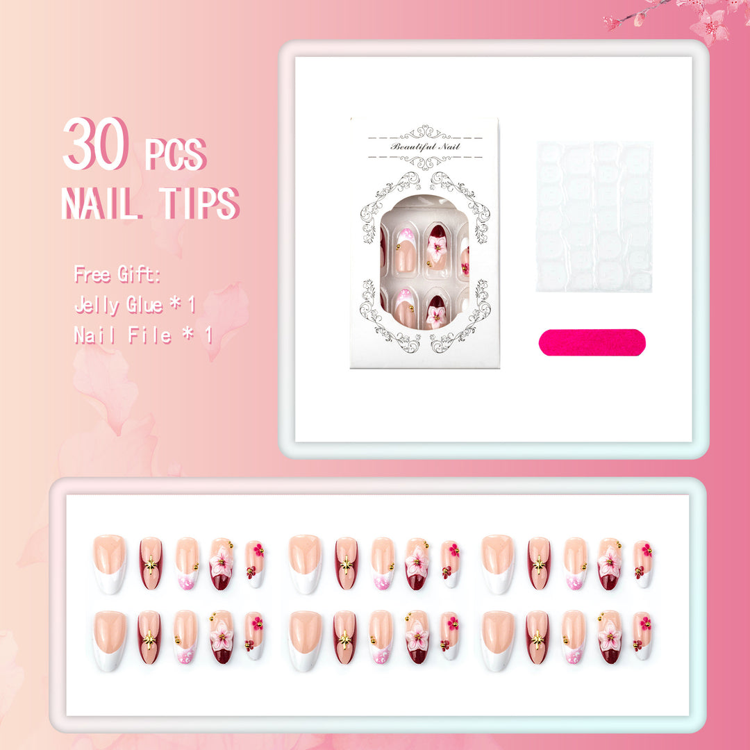 Premium Floral Design Elegant Press-On Nails