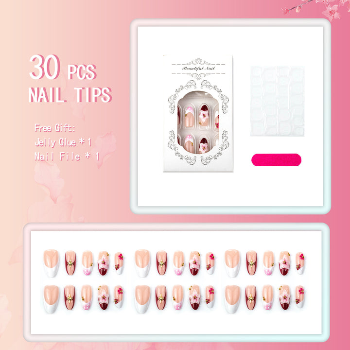 Premium Floral Design Elegant Press-On Nails