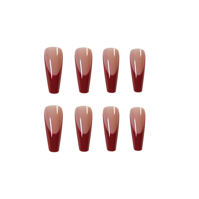 Elegant artificial nails with high-gloss finish and prominent French tip Stornfield