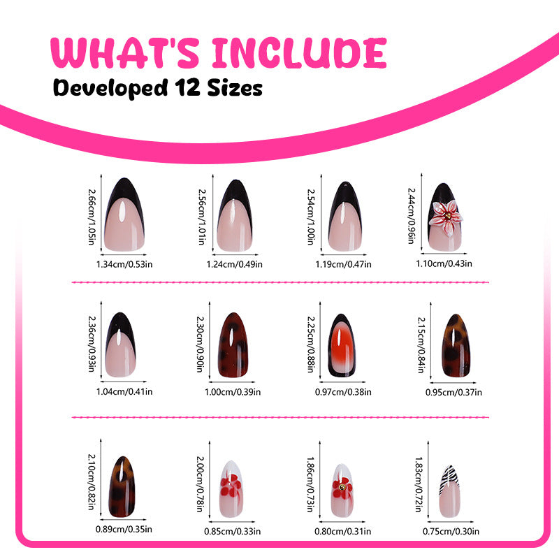 Artificial nail set with floral and creative decorations Stornfield