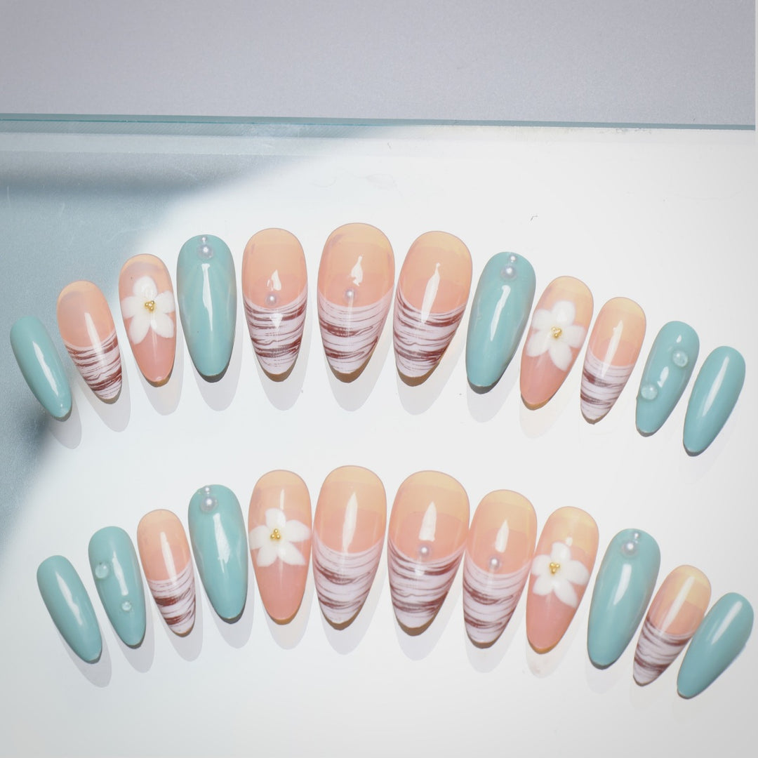 Artistic Floral Nail Extensions Stornfield