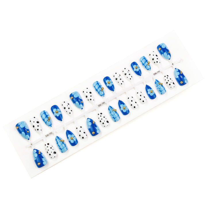 Artistic Floral and Polka Dot Press-On Nail Art Set Stornfield