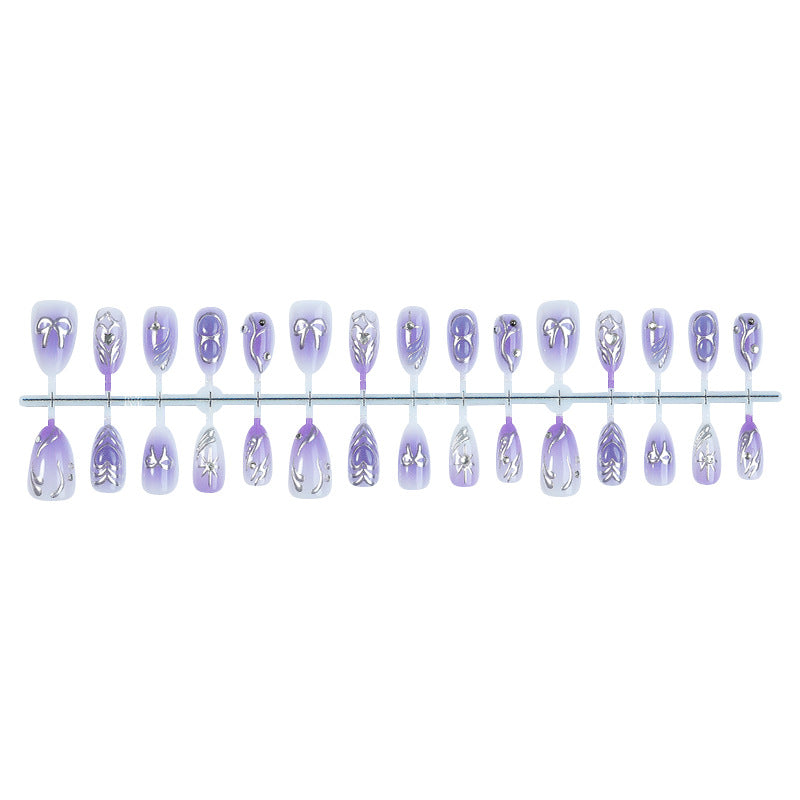 Artistic Press-On Nail Set with Elegant Floral Designs Stornfield