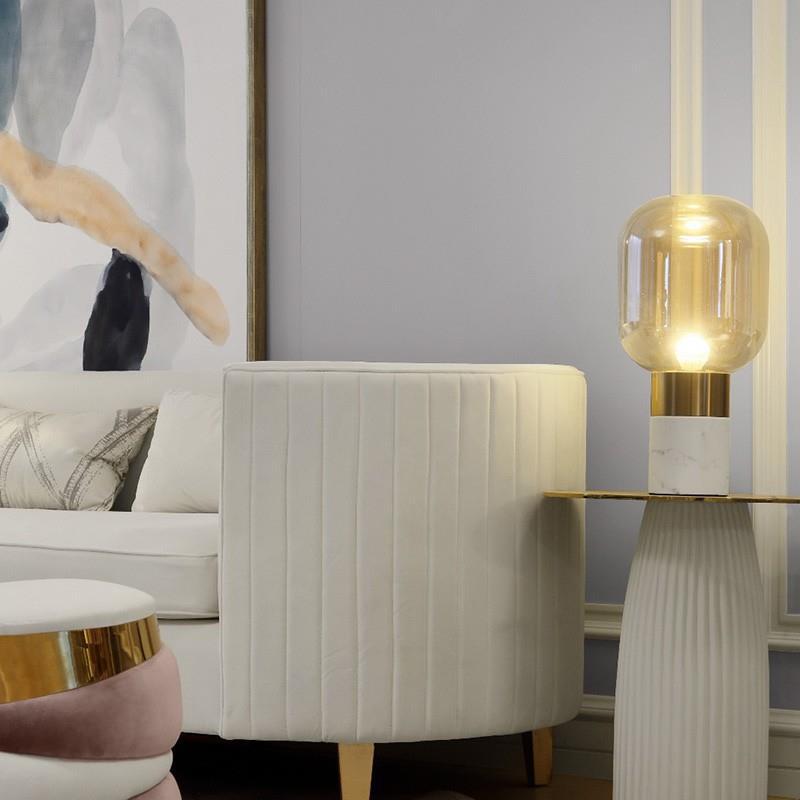 Contemporary Glass Table Lamp with Metallic Base