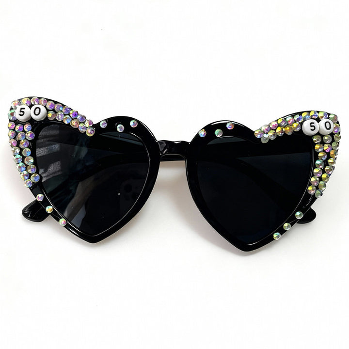 Heart-Shaped Rhinestone-Embellished Sunglasses Stornfield