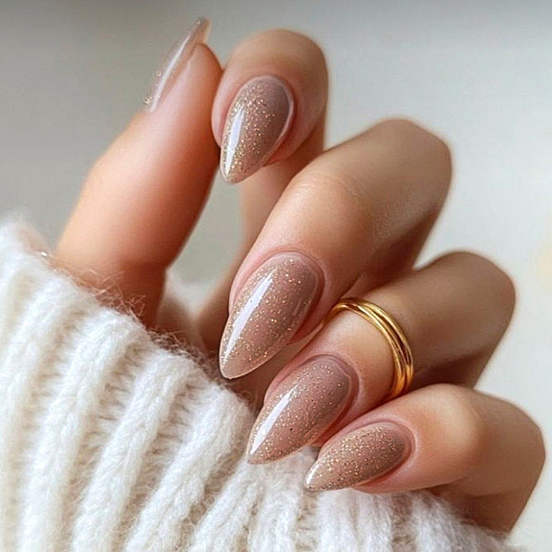 Premium Glittering Almond-Shaped Press-On Nails Stornfield