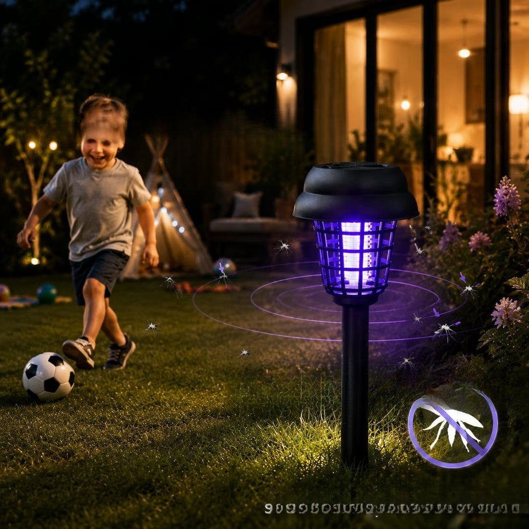 Solar Powered UV Insect Zapper Garden Stake With Integrated Solar Panel And Dusk To Dawn Sensor Stornfield