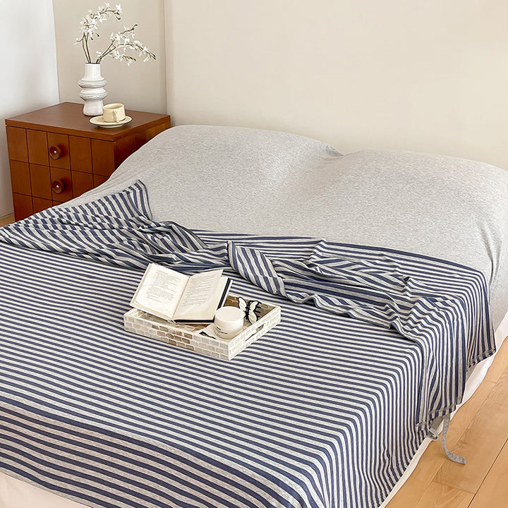 Women's living room blanket made of high-quality cotton with fine stripes Stornfield