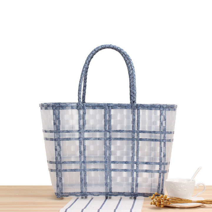 Tote bag with transparent window and braided handles Stornfield