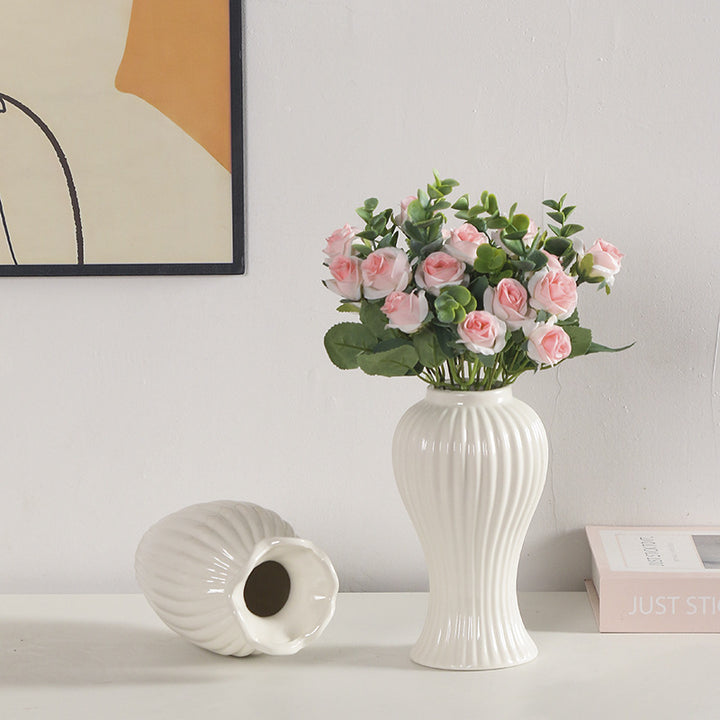 Elegant Ribbed Ceramic Flower Vase Stornfeild 1790310309