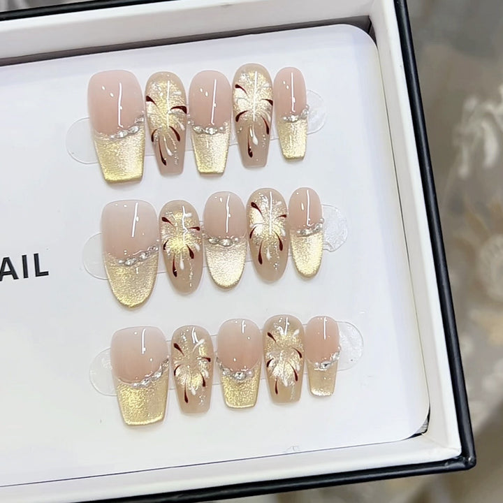Artistic Floral Pattern Press-On Nail Set Stornfield