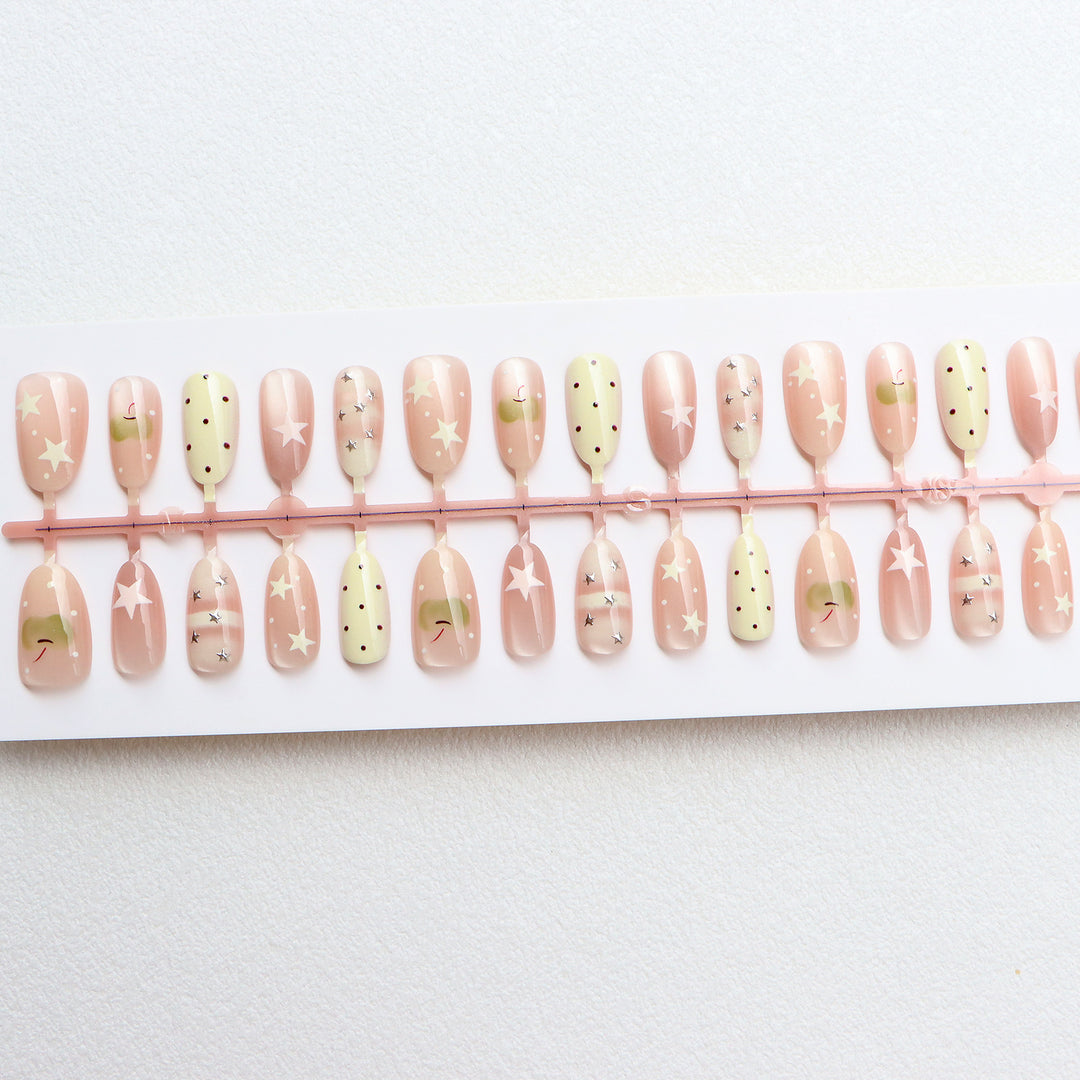Decorative Press-On Nail Set with Star and Dot Design Stornfield
