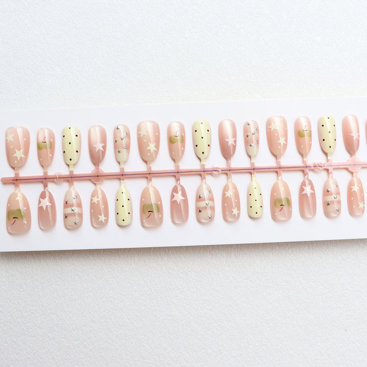 Decorative Press-On Nail Set with Star and Dot Design Stornfield