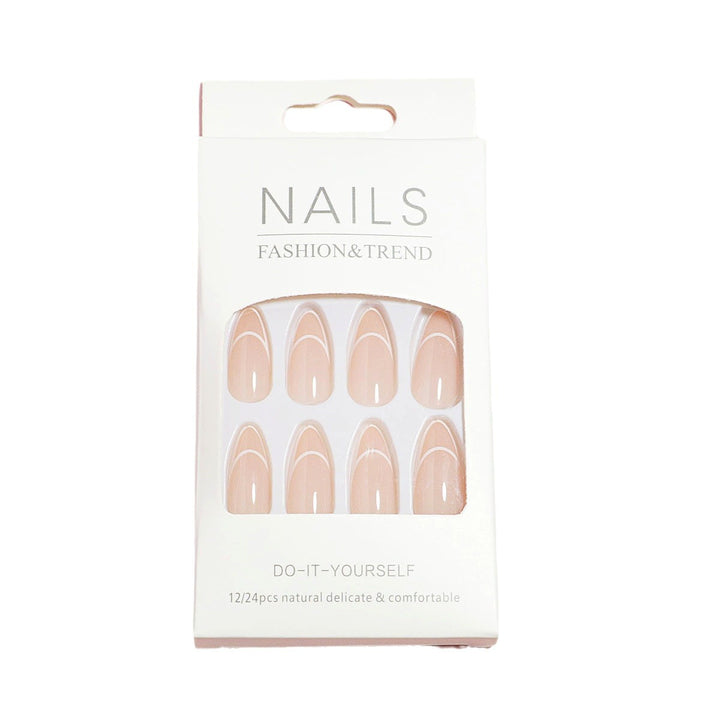 Almond-Shaped Press-On Nails with Elegantly Curved French Tips Stornfield