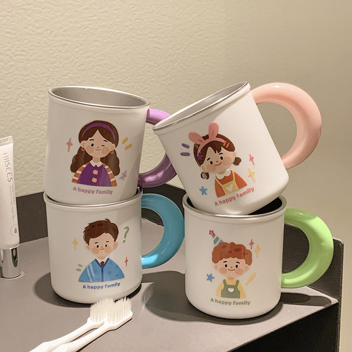 Stainless steel ceramic mug with cheerful family motif Stornfield