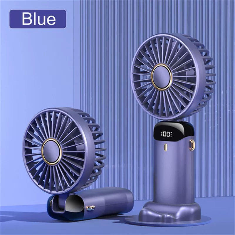 Unisex One Size Foldable Rechargeable Hand Fan with LED Battery Status Indicator and Removable Charging Station Stornfield