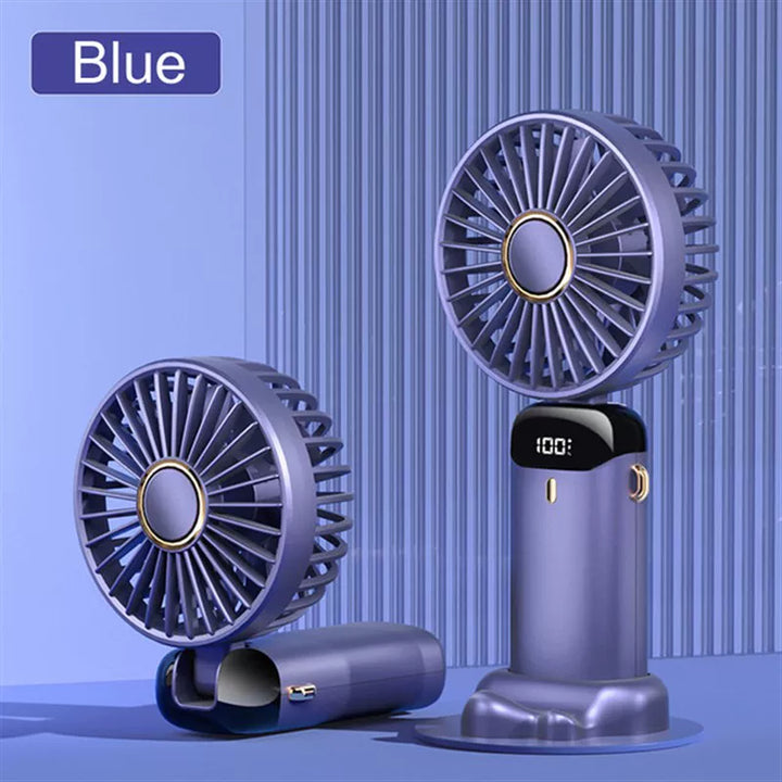 Unisex One Size Foldable Rechargeable Hand Fan with LED Battery Status Indicator and Removable Charging Station Stornfield
