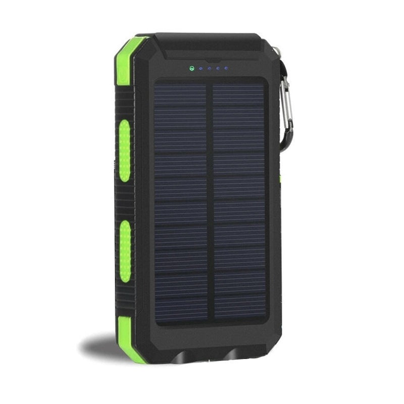 Solar-powered power bank with impact-resistant design and integrated carabiner Stornfield